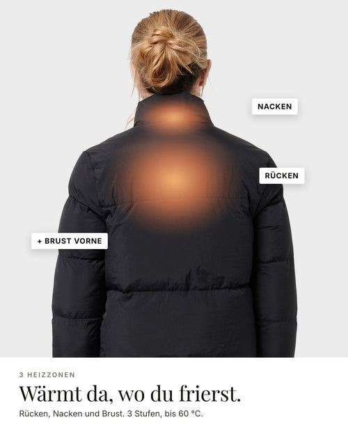 Mont Gerrard beheizte Jacke schwarz crop – 3 Heizzonen: Rücken, Nacken, Brust