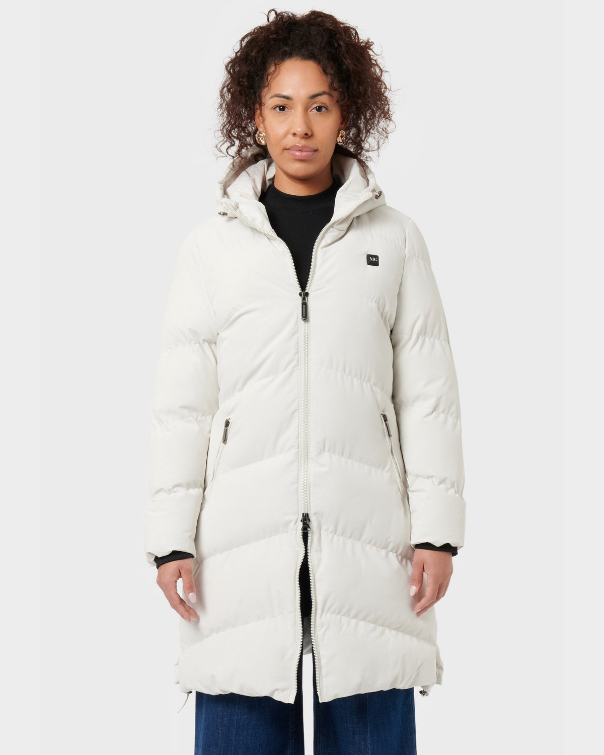 Mont Gerrard beheizte Jacke lang beige – Vorderansicht