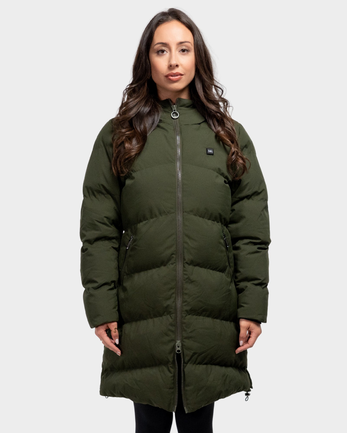 Mont Gerrard beheizte Jacke lang olive grün – Vorderansicht