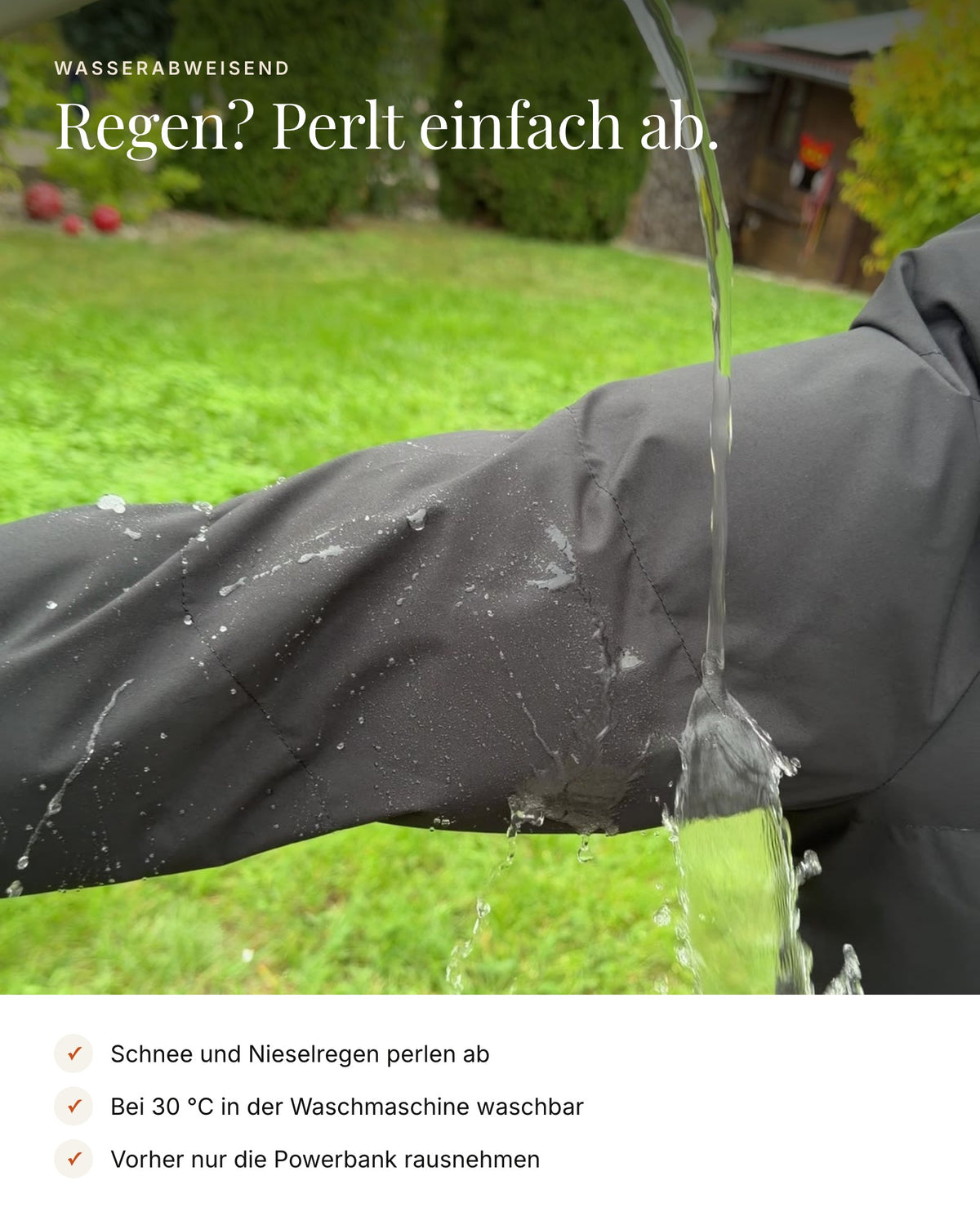 Mont Gerrard beheizte Jacke lang olive grün – Wasserabweisend, Regen perlt ab