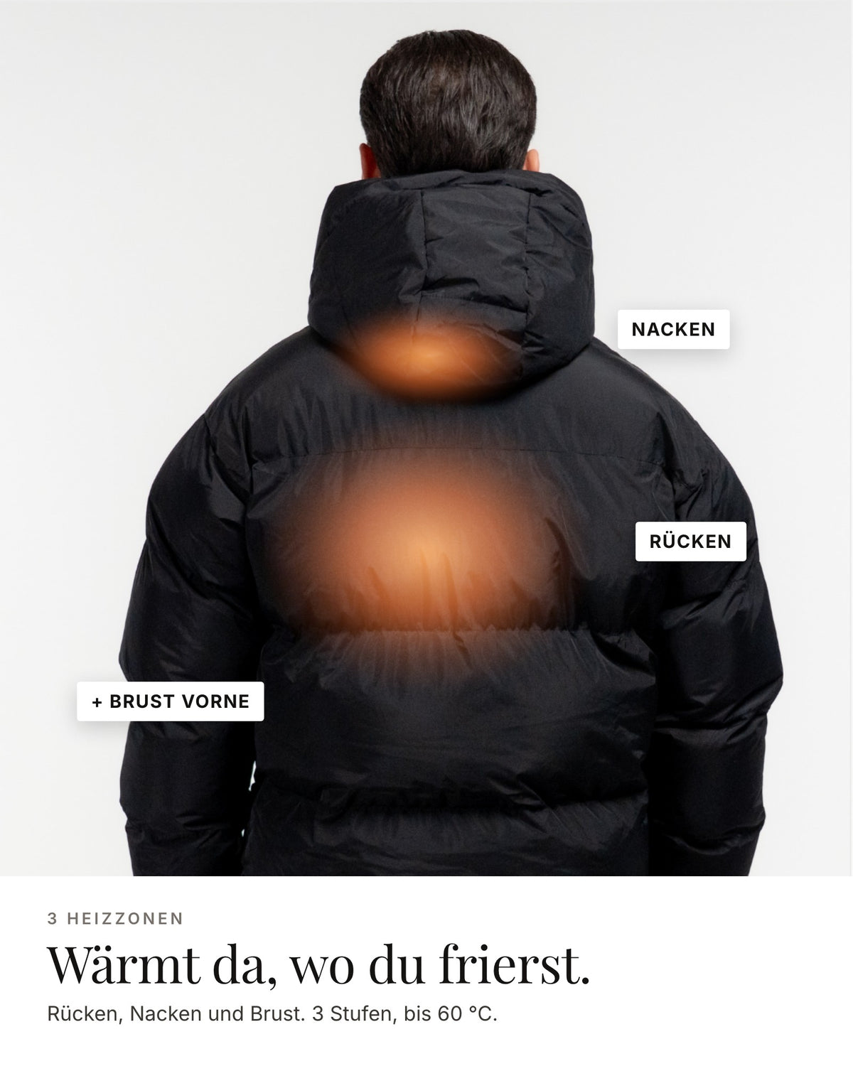 Mont Gerrard beheizte Jacke Men schwarz – 3 Heizzonen: Rücken, Nacken, Brust