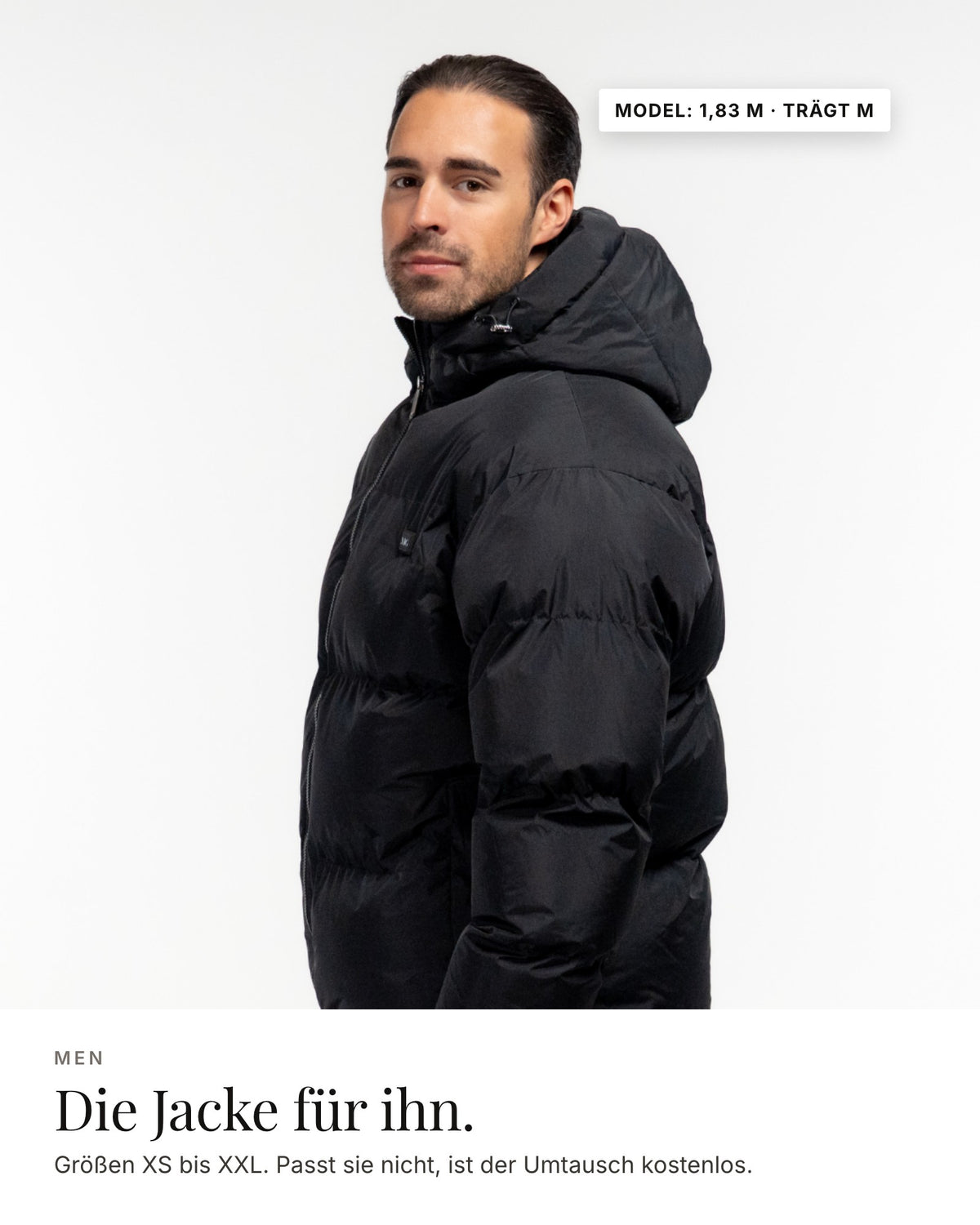 Mont Gerrard beheizte Jacke Men schwarz – Länge und Passform, Model 1,83 m · trägt M