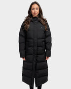 Mont Gerrard beheizte Jacke super lang schwarz – Vorderansicht