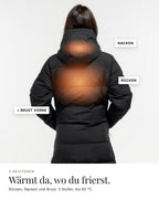 Mont Gerrard beheizte Jacke super lang schwarz – 3 Heizzonen: Rücken, Nacken, Brust