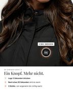 Mont Gerrard beheizte Jacke super lang schwarz – Bedienung über das Logo, 3 Stufen