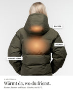 Mont Gerrard beheizte Jacke olive grün – 3 Heizzonen: Rücken, Nacken, Brust