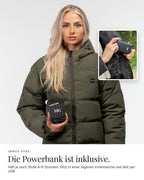 Mont Gerrard beheizte Jacke olive grün – Powerbank inklusive, 4–6 Stunden
